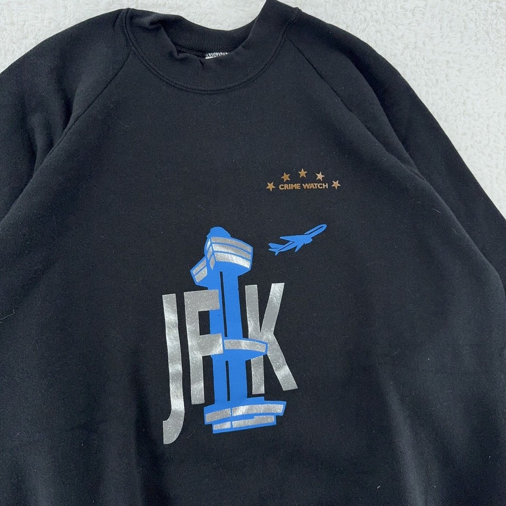 vintage 90s JFK‎ AIRPORT CRIME WATCH CREWNECK SWEATSHIRT XL